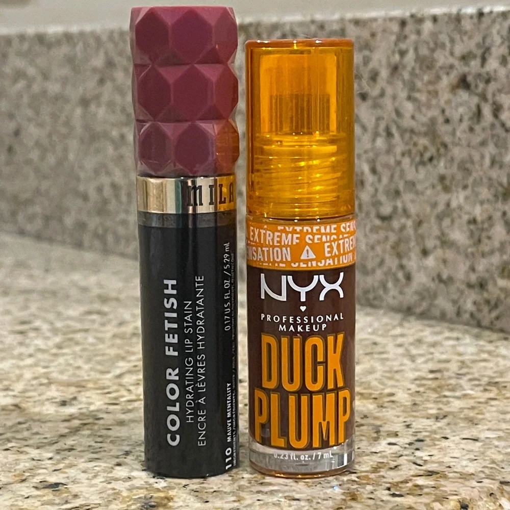 NYX Duck Plump Plumping Lip Gloss & Milani Color Fetish Hydrating Lip Stain NEW
